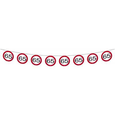 Leeftijd Vlaggenlijn - 3x - 65 jaar - verkeersborden - 10 meter - verjaardag feestdecoratie