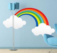 Sticker Regenboog met Wolken
