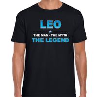 Naam cadeau t-shirt Leo - the legend zwart voor heren