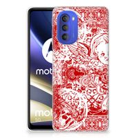 Silicone Back Case Motorola Moto G51 5G Angel Skull Rood - thumbnail