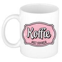 Cadeau koffie mok voor collega - kantoor humor - koffie met suiker - roze - 300 ml