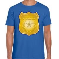 Verkleed T-shirt heren - politie embleem - blauw - Carnaval/themafeest
