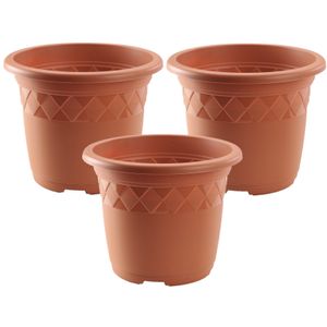 Set van 3x stuks bloempot/plantenpot terra cotta kunststof diameter 30 cm