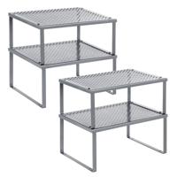Set van 2 metalen keukenplanken, Zilver / 2 Set van 2 metalen keukenplanken, Zilver / 2
