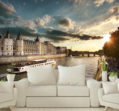 Parijs reis over de seine city fotobehang
