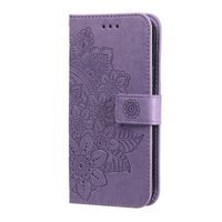 Samsung Galaxy A51 hoesje - Bookcase - Pasjeshouder - Portemonnee - Bloemenprint - Kunstleer - Paars - thumbnail