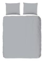 Good Morning Dekbedovertrek "uni dessin" - Zilver - (200x200/220 cm) - Katoen Flanel