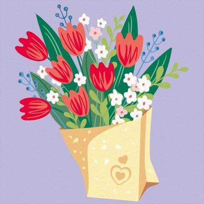 CreArt 20x20 cm Tulpenboeket, Creatieve Vrijetijdsbesteding, Volwassenen, Schilderen op Nummer, 25518, Ravensburger