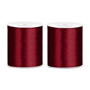 3x Hobby/decoratie bordeaux rood satijnen sierlinten 10 cm/100 mm x 25 meter