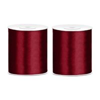 3x Hobby/decoratie bordeaux rood satijnen sierlinten 10 cm/100 mm x 25 meter