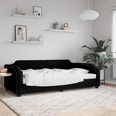 Slaapbank 90x190 cm stof zwart