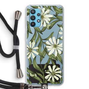 Wit bloemenpatroon: Samsung Galaxy A32 4G Transparant Hoesje met koord