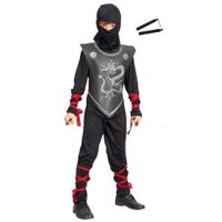 Feestkleding Ninja met vechtstokjes maat S voor kinderen - thumbnail