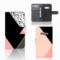 Samsung Galaxy Xcover 3 | Xcover 3 VE Book Case Zwart Roze Vormen - thumbnail