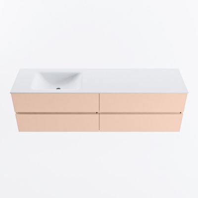 MONDIAZ VICA 170cm badmeubel onderkast Rosee 4 lades. Wastafel CLOUD links 1 kraangat, kleur Talc.