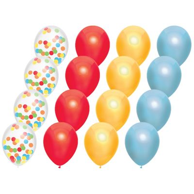 Feestversiering multi-kleuren-mix thema ballonnen 18x stuks 30 cm