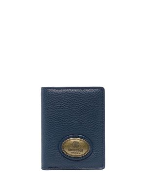 Roberto Cavalli porte-cartes grainé à design pliant - Bleu