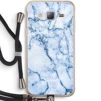 Blauw marmer: Samsung Galaxy J3 (2016) Transparant Hoesje met koord