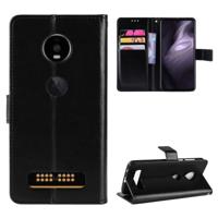 Retro Crazy Horse textuur horizontale Flip lederen hoes for Motorola Moto Z4 spelen, met houder & kaartsleuven & portemonnee & Lanyard (zwart)