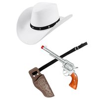 Verkleed set cowboyhoed Wichita wit - met holster en pistool - voor volwassenen - thumbnail