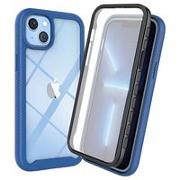 360 Protection Series iPhone 14 Hoesje - Blauw / Doorzichtig - thumbnail