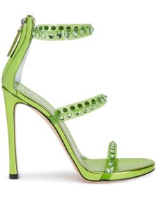 Giuseppe Zanotti sandales serties de cristal à talon aiguille 120 mm - Vert