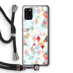 Gekleurde driehoekjes pastel: Samsung Galaxy A31 Transparant Hoesje met koord