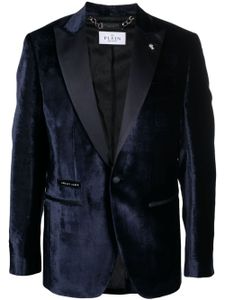 Philipp Plein blazer à fini velours - Bleu