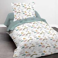 TODAY Kids First 1.15 Kinderbedset - 1 persoon - Dekbedovertrek 140 x 200 en 1 kussensloop 63 x 63 cm - Witte print