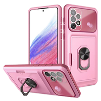 Xiaomi 11T Pro hoesje - Backcover - Pasjeshouder - Shockproof - Ringhouder - Kickstand - Extra valbescherming - TPU - Roze - thumbnail