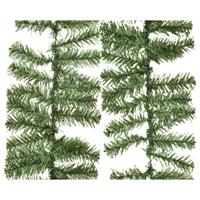 Dennenslingers/dennen guirlandes - 2x - groen - 270 x 9,5 cm - PVC - 160 tips