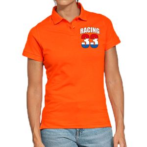 Racing 33 supporter / race fan poloshirt borst bedrukking oranje voor dames