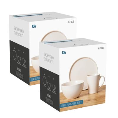 Ontbijt Servies set - 12-delig - wit - keramiek - tafelservies - 4 personen