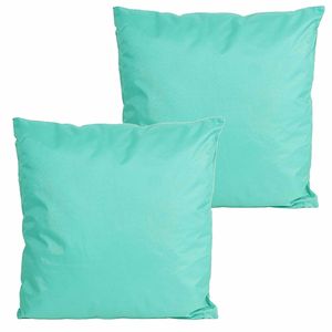 Buitenkussens - 2x - turquoise blauw - 60 x 60 cm - binnen/buiten