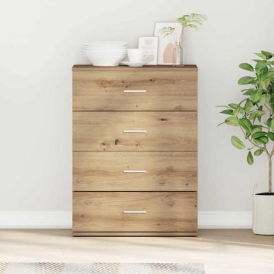 Dressoir artisanaal eikenkleurig 60 x 39 x 80 cm Bewerkt hout