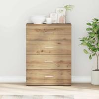 Dressoir artisanaal eikenkleurig 60 x 39 x 80 cm Bewerkt hout