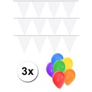 Pakket 3x vlaggenlijn XL wit incl gratis ballonnen