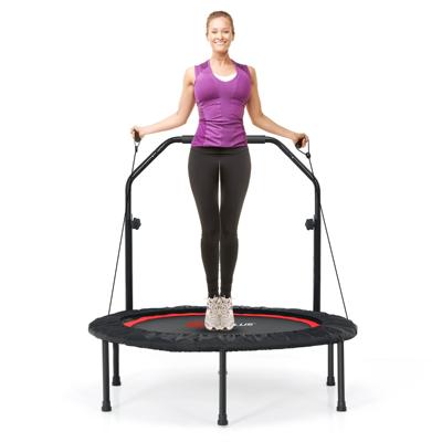 φ101cm Fitmess Trampolines Mini Trampolines met in Hoogte Verstelbare Handgreep & 2 Weerstandsbanden Rood
