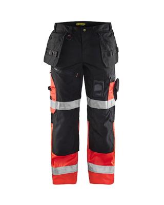 Blåkläder Werkbroek High-Vis X1500 15081860 | Zwart/High-Vis Rood | Maat 60 - 7330509388419