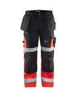 Blåkläder Werkbroek High-Vis X1500 15081860 | Zwart/High-Vis Rood | Maat 60 - 7330509388419