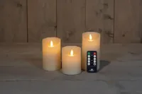 Anna&apos;s Collection LED kaars flame effect rustiek set 7.5 cm ivoor 3 stuks