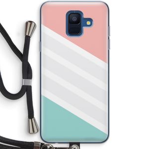 Strepen pastel: Samsung Galaxy A6 (2018) Transparant Hoesje met koord