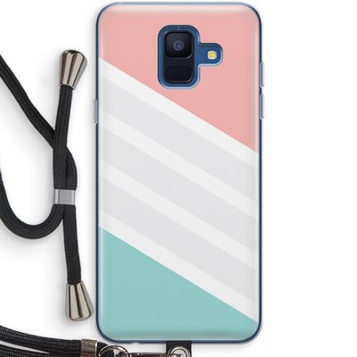 Strepen pastel: Samsung Galaxy A6 (2018) Transparant Hoesje met koord