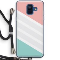 Strepen pastel: Samsung Galaxy A6 (2018) Transparant Hoesje met koord