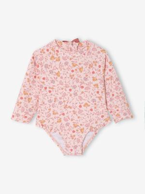Anti-UV badpak met lange mouwen voor babymeisjes lichtroze