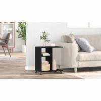 Bijzettafel met plank Zwart eiken 50 x 30 x 55 cm Bewerkt hout