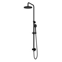 Hotbath Cobber M438 regendoucheset met omstel en 150cm doucheslang met 20cm ronde hoofddouche ronde handdouche zwart mat M438BL1