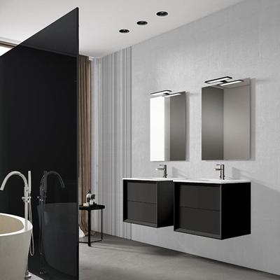 Saniclass Prime Core Badkamermeubelset - 60x50x45cm - 1 rechthoekige keramische wasbak wit - 0 kraangaten - 2 lades - rechthoekige spiegel - mat zwart SW892679/SW773925/SW724610