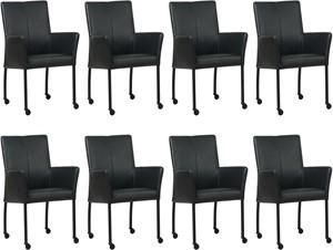 Zwarte leren moderne eetkamerstoel Comfort - Granada leer Black (zwart leer)