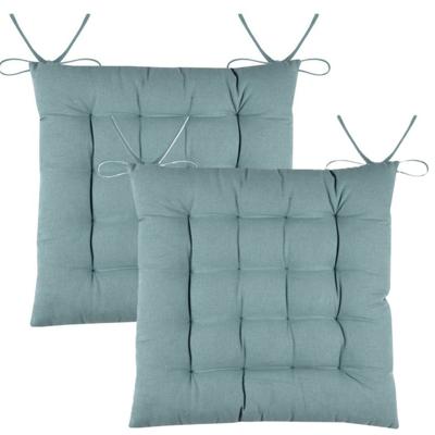 Stof Textile stoelkussens DUO - 2x - jade groen - 38 x 38 x 3.5 cm - touwtjes sluiting